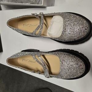 Betsey Johnson Sparkling Silver Mary Janes
